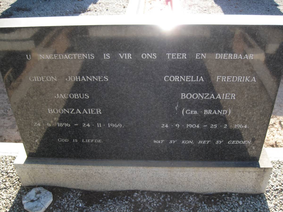 BOONZAAIER Gideon Johannes Jacobus 1896-1969 &amp; Cornelia Frederika BRAND 1904-1964