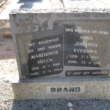 BRAND Marthinus Melck 1910-1964 &amp; Anna Johanna Everdina 1907-1991
