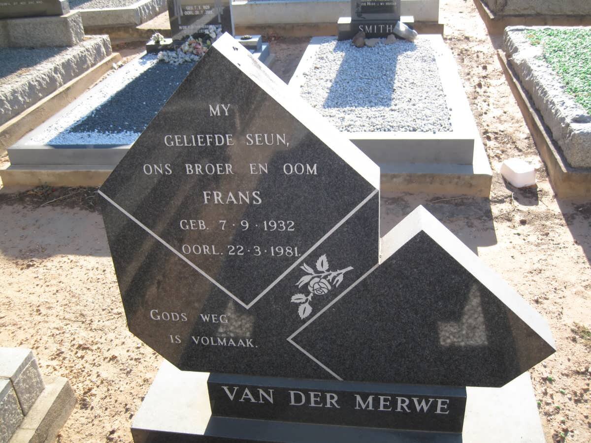 MERWE Frans, van der 1932-1981