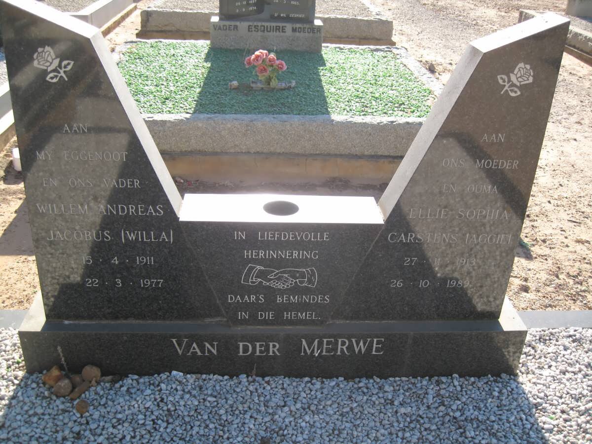 MERWE Willem Andreas Jacobus, van der 1911-1977 &amp; Ellie Sophia CARSTENS 1913-1989