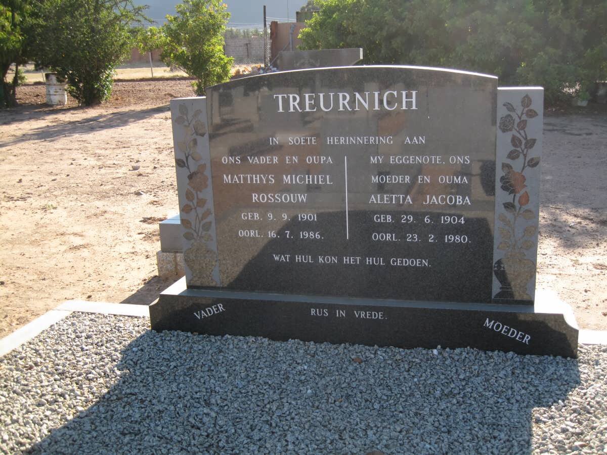 TREURNICH Matthys Michiel Rossouw 1901-1986 &amp; Aletta Jacoba 1904-1980