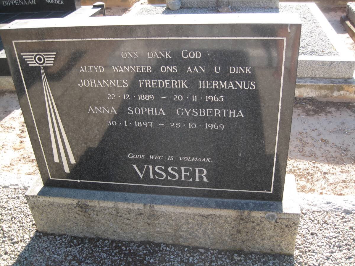 VISSER Johannes Frederik Hermanus 1889-1965 &amp; Anna Sophia Gysbertha 1897-1969