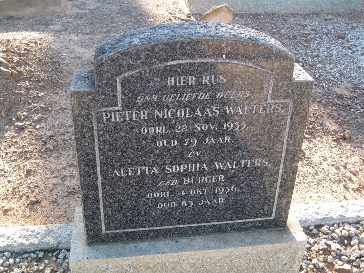WALTERS Pieter Nicolaas -1935 &amp; Aletta Sophia BURGER -1956