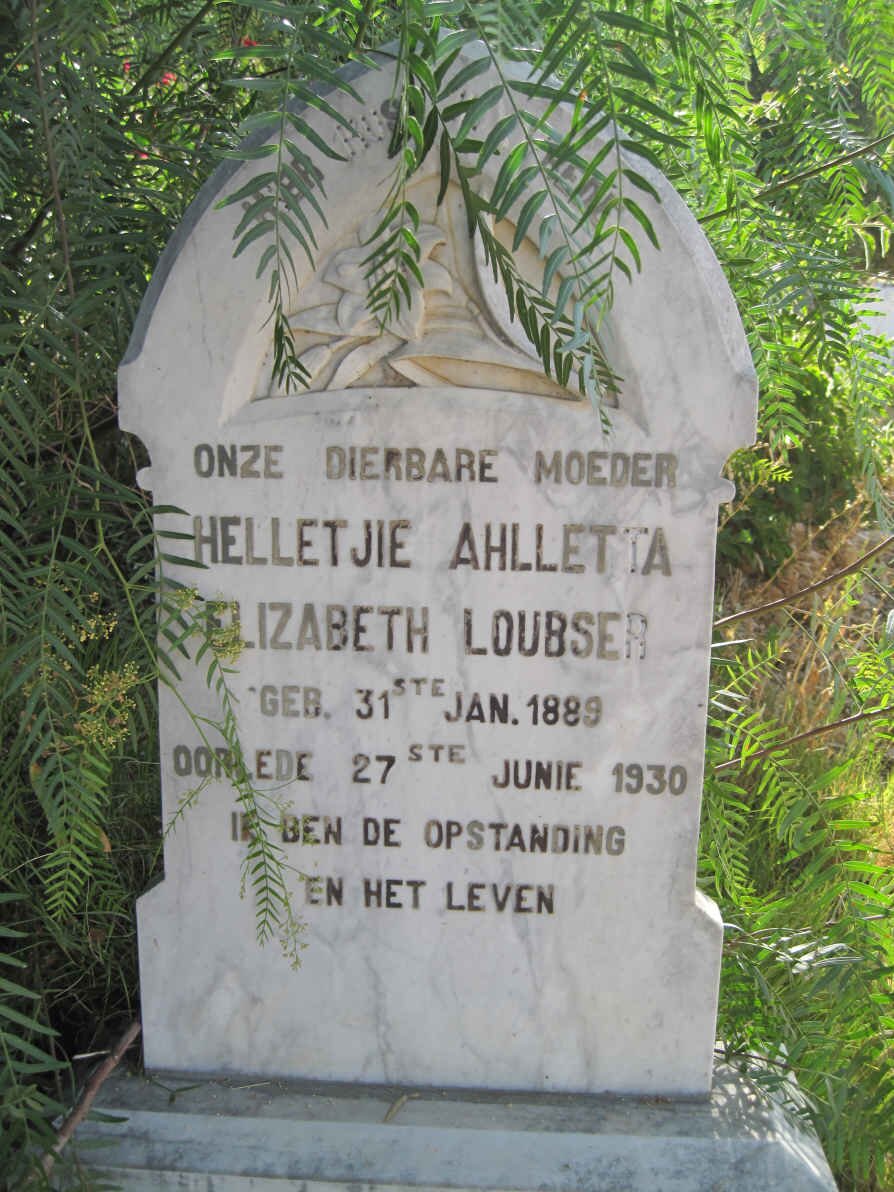 LOUBSER Helletjie Ahletta  Elizabeth 1889-1930