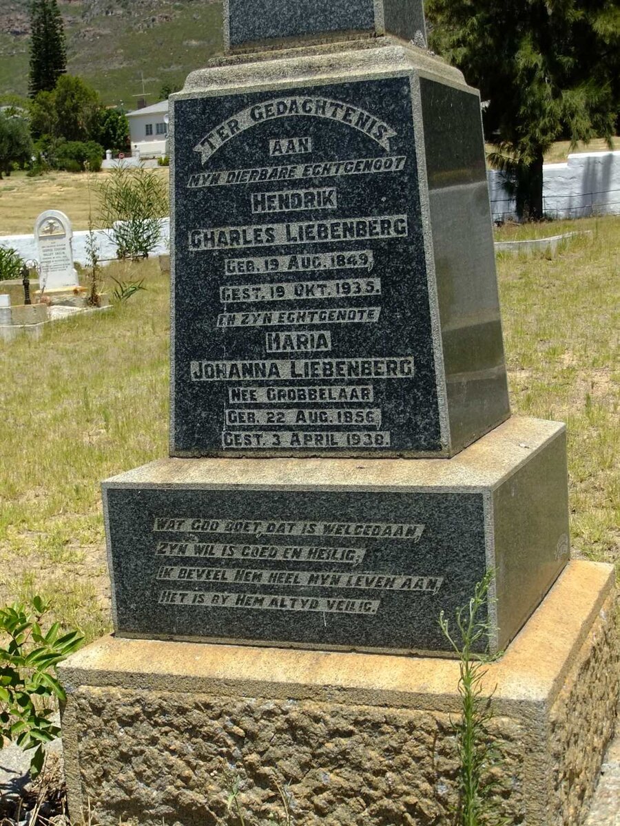 LIEBENBERG Hendrik Charles 1849-1935 &amp; Maria Johanna GROBBELAAR 1856-1938