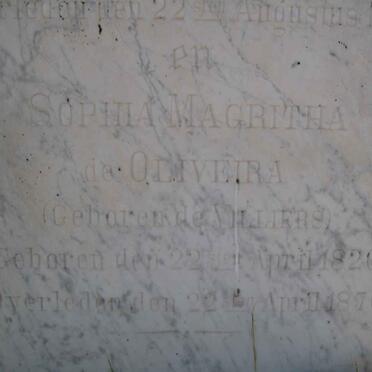 OLIVEIRA Gysbert Johannes, de 1829-1864 &amp; Sophia Magritha DE VILLIERS 1826-1876