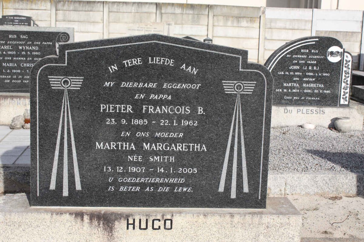HUGO Pieter Francois 1885-1962 &amp; Martha Margaretha SMITH 1907-2005