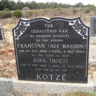 KOTZE Dirk 1896-1988 &amp; Francina BASSON 1898-1964
