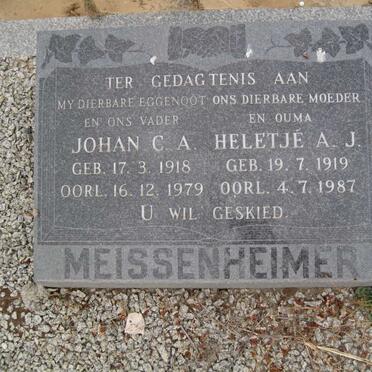 MEISSENHEIMER Johan C.A. 1918-1979 &amp; Heletjé A.J. 1919-1987