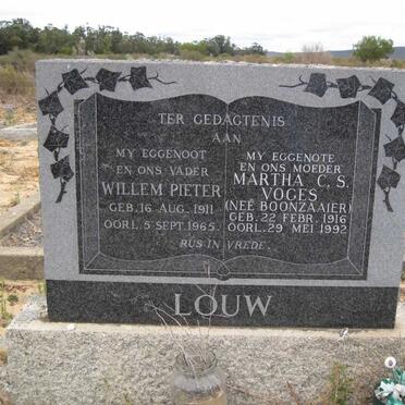 LOUW Willem Pieter 1911-1965 &amp; Martha C.S Voges BOONZAAIER 1916-1992