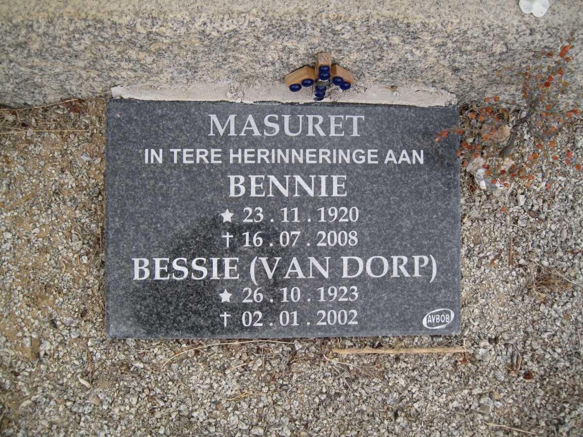 MASURET Bennie 1920-2008 &amp; Bessie VAN DORP 1923-2002
