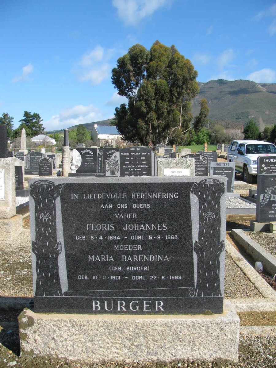 BURGER Floris Johannes 1894-1968 &amp; Maria Barendina BURGER 1901-1969