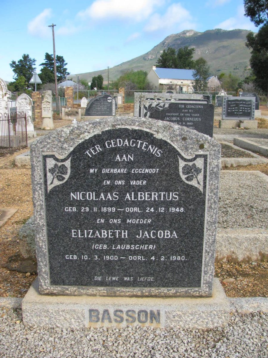 BASSON Nicolaas Albertus 1899-1948 &amp; Elizabeth Jacoba LAUBSCHER 1900-1980