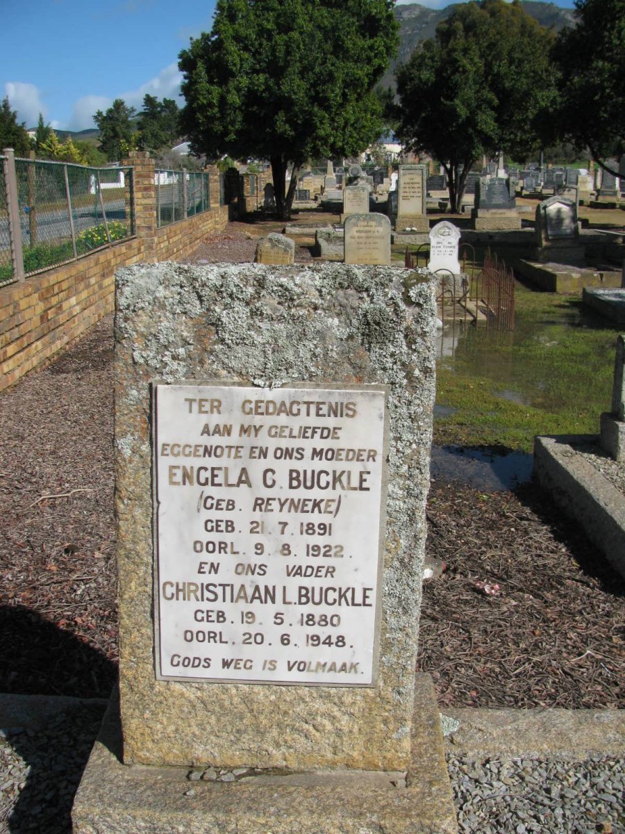 BUCKLE Christiaan L. 1880-1948 &amp; Engela C. REYNEKE 1891-1922