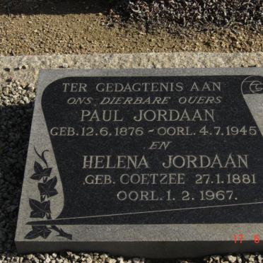 JORDAAN Paul 1876-1945 &amp; Helena COETZEE 1881-1967
