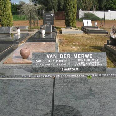 MERWE Izak Schalk, van der 1925-2001 &amp; Dina De Wet GILIOMEE 1924-2004