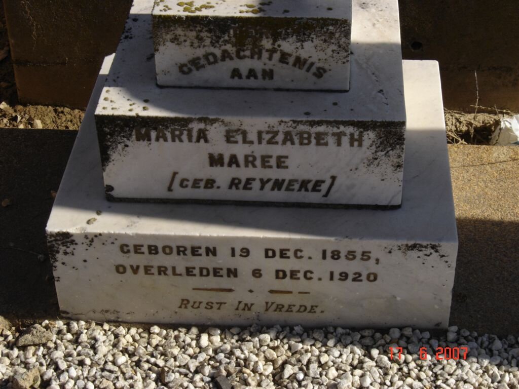 MAREE Maria Elizabeth nee REYNEKE 1855-1920
