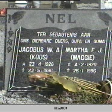 NEL Jacobus W.A. 1926-1990 &amp; Martha E.J. 1920-1996