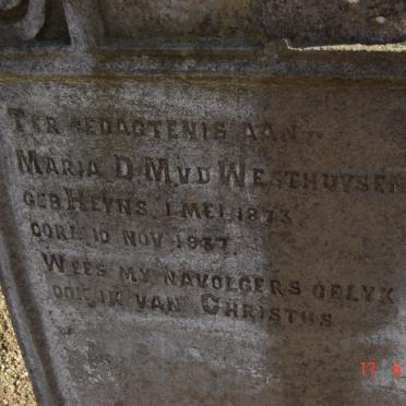 WESTHUIZEN Maria D.M., v.d. nee HEYNS 1873-1937