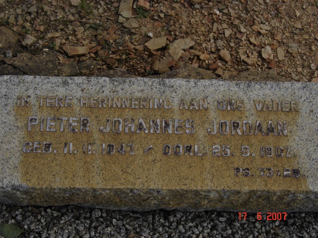 JORDAAN Pieter Johannes 1847-1907