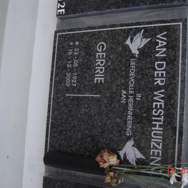 WESTHUIZEN Gerrie, van der 1927-2002
