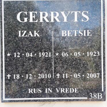 GERRYTS Izak 1921-2010 &amp; Betsie 1923-2007