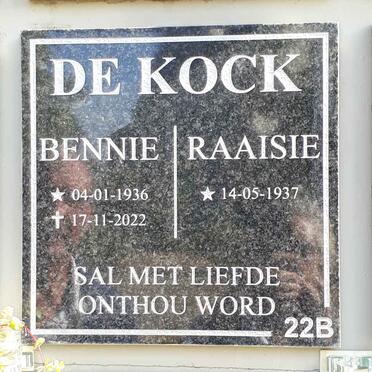 KOCK Bennie, de 1936-2022 &amp; Raaisie 1937-