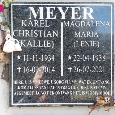 MEYER Karel Christian 1934-2014 &amp; Magdalena Maria 1938-2021