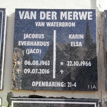 MERWE Jacobus Everhardus, van der 1963-2016 &amp; Karin Elsa 1966-