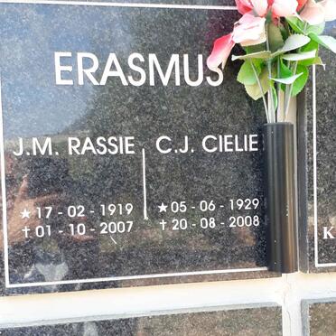 ERASMUS J.M. 1919-2007 &amp; C.J. 1929-2008