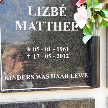 MATTHEE Lizbe 1961-2012