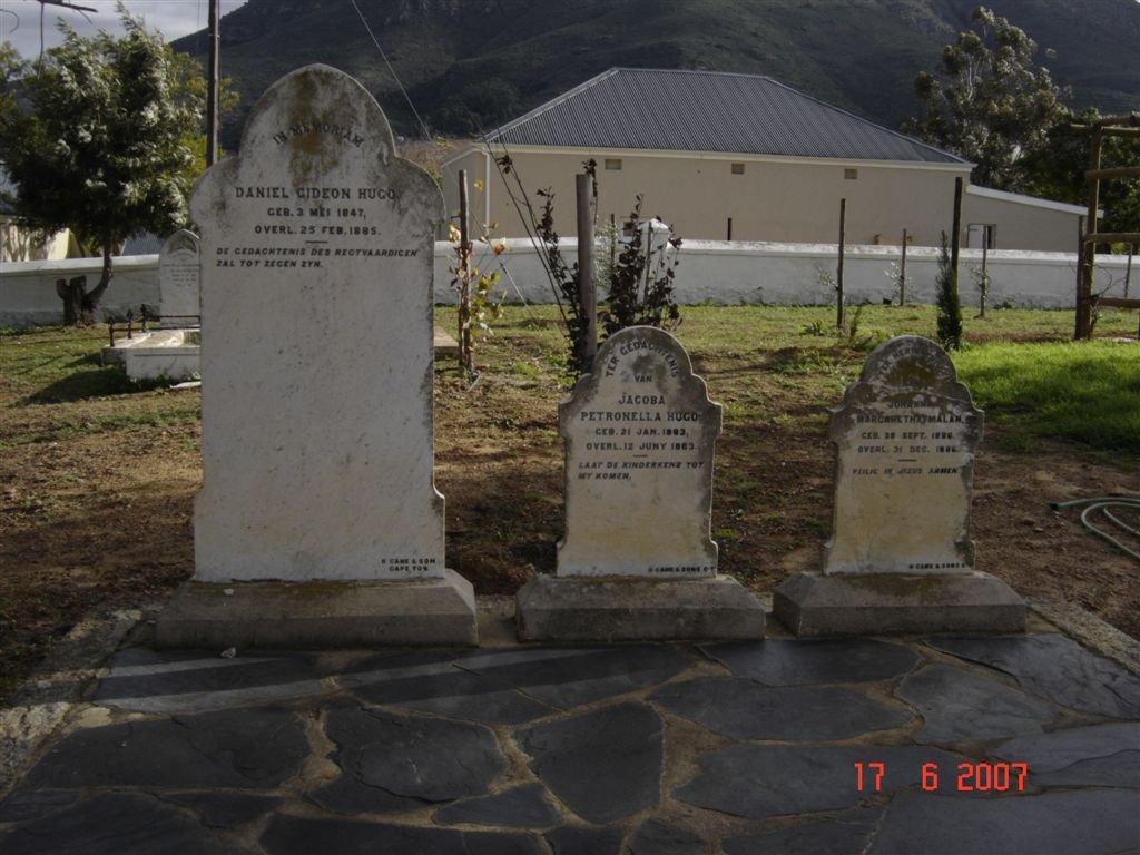 HUGO Daniel Gideon 1847-1885 ::  HUGO Jacoba Petronella 1883-1883 :: MALAN Johanna Margaretha 1886-1886