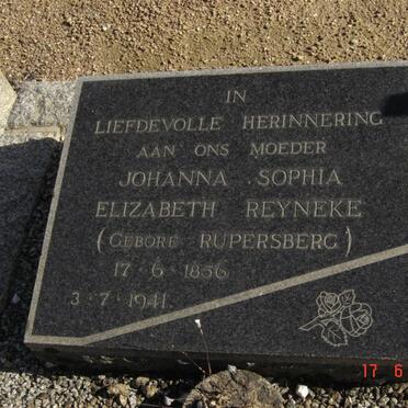 REYNEKE Johanna Sophia Elizabeth nee RUPERSBERG 1856-1941