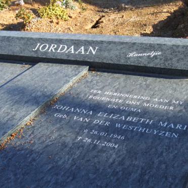JORDAAN Johanna Elizabeth Maria nee VAN DER WESTHUYZEN 1946-2004
