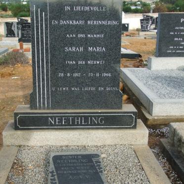 NEETHLING Sarah Maria nee VAN DER MERWE 1912-1966