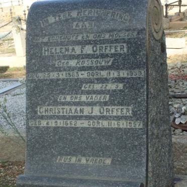ORFFER Christiaan J. 1862-1957 &amp; Helena F. ROSSOUW 1863-1939