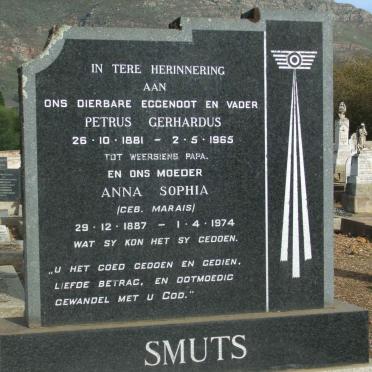 SMUTS Petrus Gerhardus 1881-1965 &amp; Anna Sophia MARAIS 1887-1974