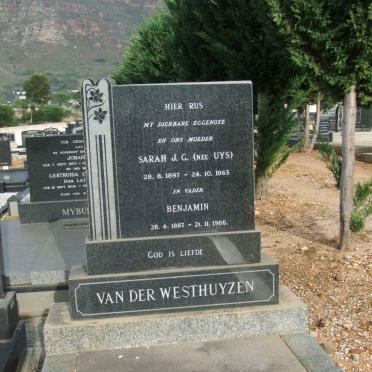 WESTHUYZEN Benjamin, van der 1887-1966 &amp; Sarah J.G. UYS 1897-1963