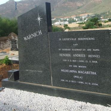 WARNICH Hendrik Andries 1921-1968 &amp;  Wilhelmina Margaretha 1922-2004