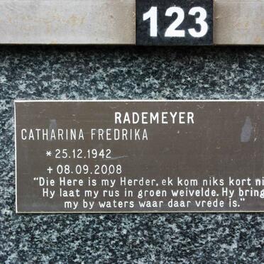 RADEMEYER Catharina Fredrika 1942-2008