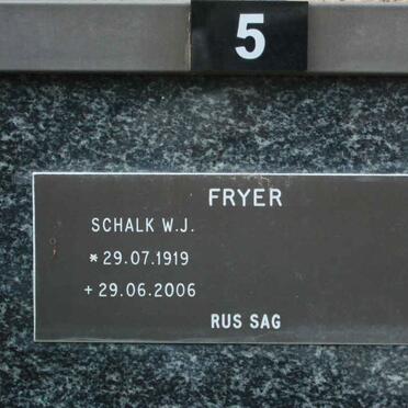 FRYER Schalk W.J. 1919-2006