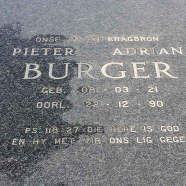 BURGER Pieter Adrian 1921-1990