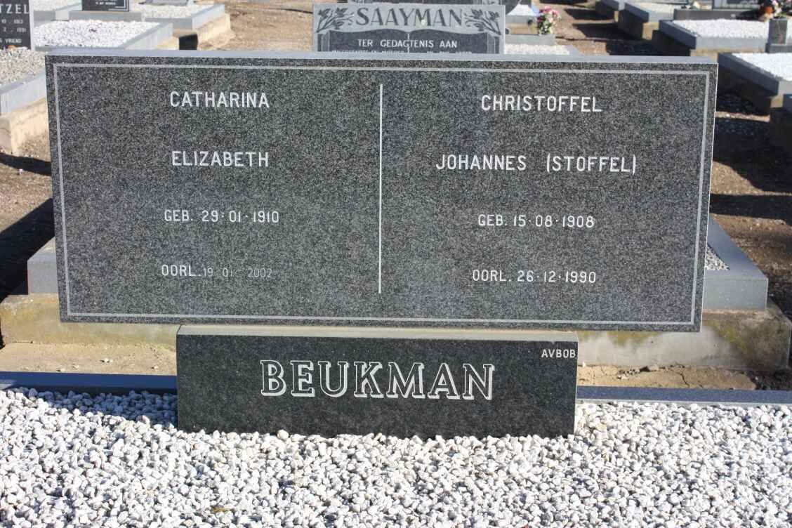 BEUKMAN Christoffel Johannes 1908-1990 &amp; Catharina Elizabeth 1910-2002