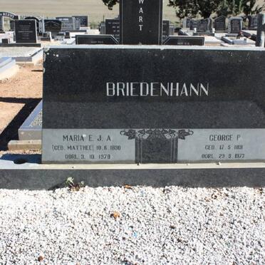 BRIEDENHANN George P. 1891-1973 &amp; Maria E.J.A. MATTHEE 1890-1978