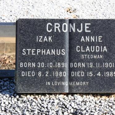 CRONJE Izak Stephanus 1891-1980 &amp; Annie Claudia STEDMAN 1901-1985
