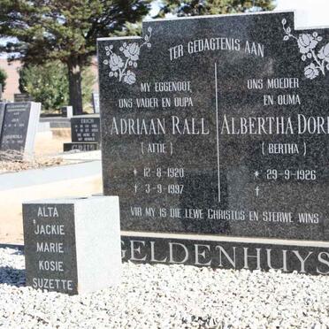 GELDENHUYS Adriaan Rall 1920-1997 &amp; Albertha Dorina 1926-