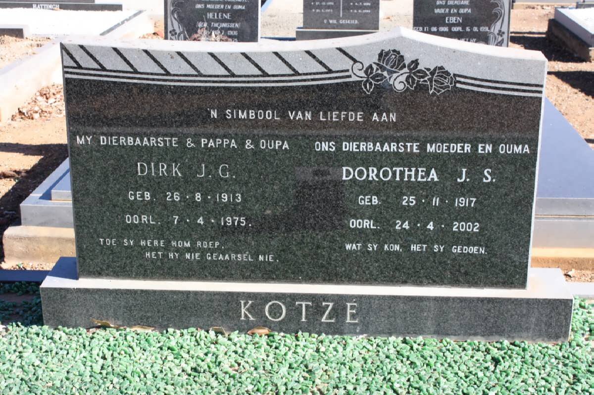 KOTZÉ Dirk J.G. 1913-1975 &amp; Dorothea J.S. 1917-2002