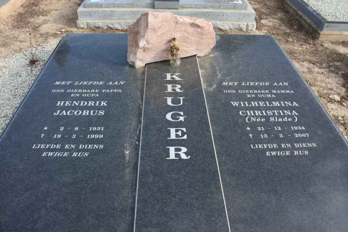 KRUGER Hendrik Jacobus 1931-1999 &amp; Wilhelmina Christina SLADE 1934-2007