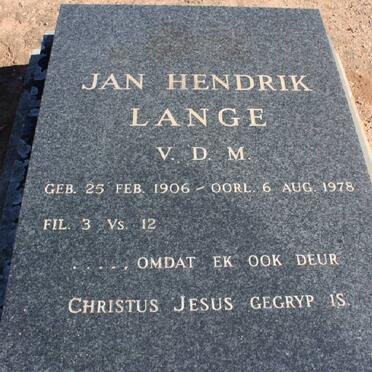 LANGE Jan Hendrik, v.d.m. 1906-1978