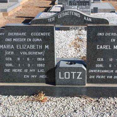 LOTZ Carel Marthinus 1897-1988 &amp; Maria Elizabeth M. VOLSCHENK 1904-1982